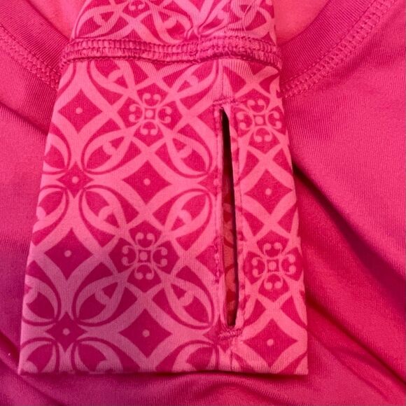 Jockey Performance Running Tee Pink Floral Nylon Long Sleeve Crewneck XS - Picture 5 of 5